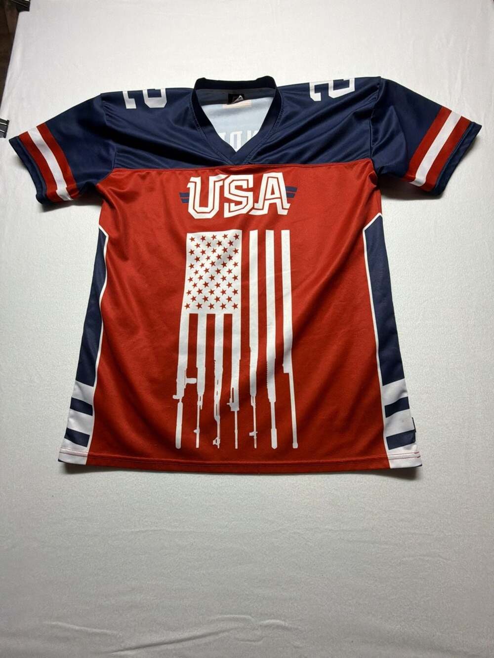 0114 Greater Half 2nd Amendment Football Jersey Size 2XL USA Flag Print